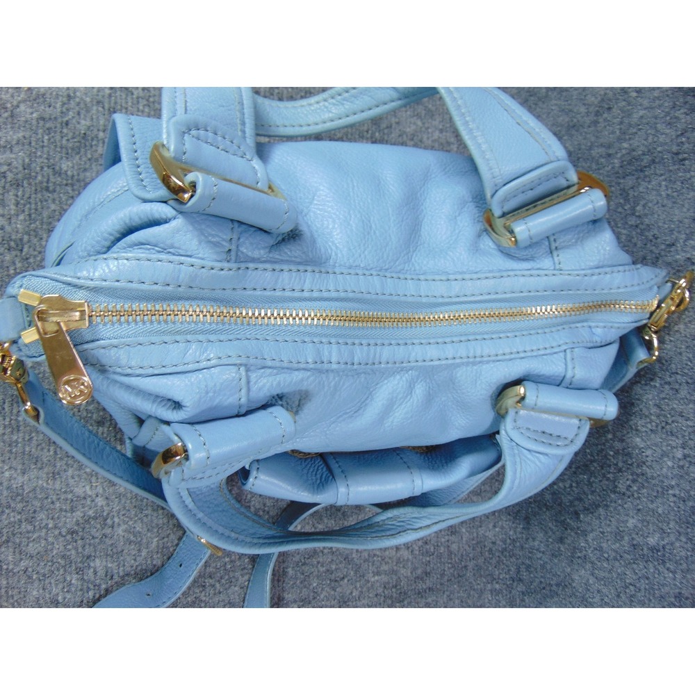 Michael Kors Purse Light Blue Bedford Leather Shoulder Bag Gold Tone Hardware - Picture 8 of 16